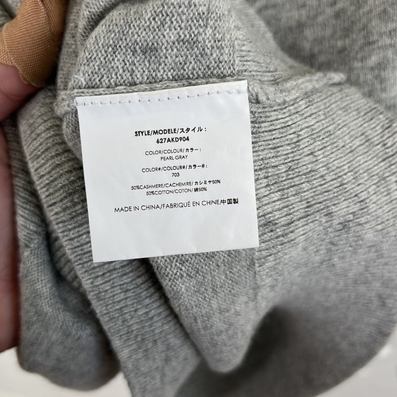 Michael Kors Collection Gray Cashmere V Neck Faux Wrap Sweater - Picture 6 of 8